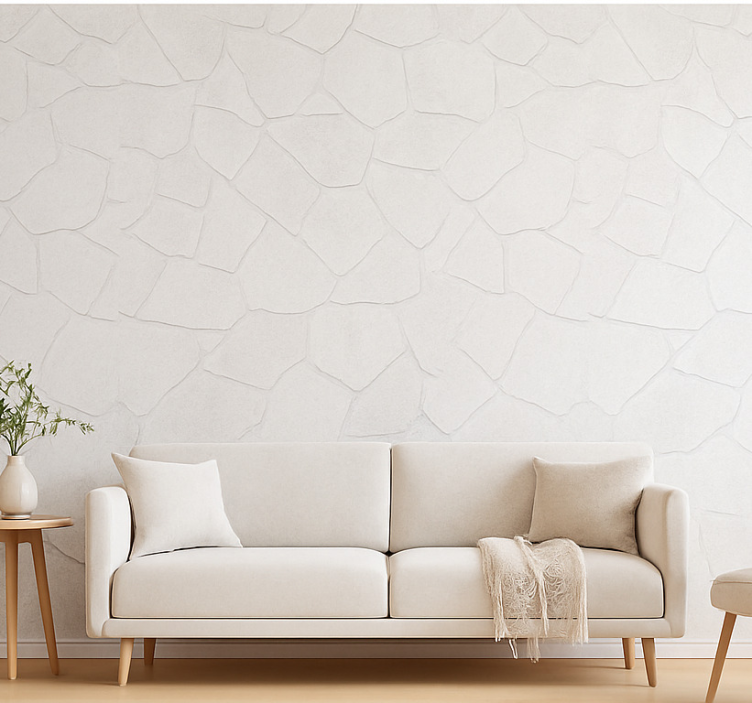 Tapete wohnzimmer in weißem steinlook - TenStickers