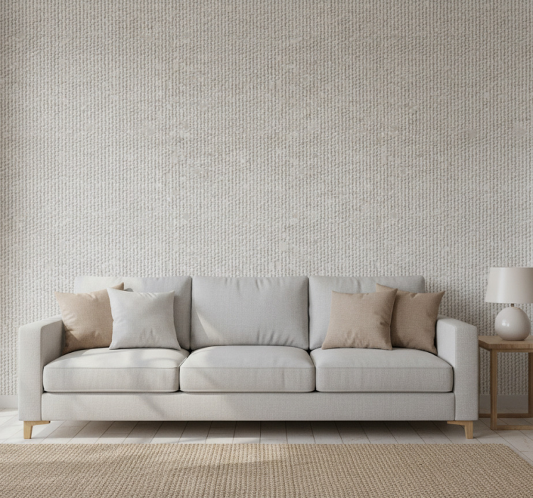 Tapete wohnzimmer in weißer naturfaser-optik - TenStickers