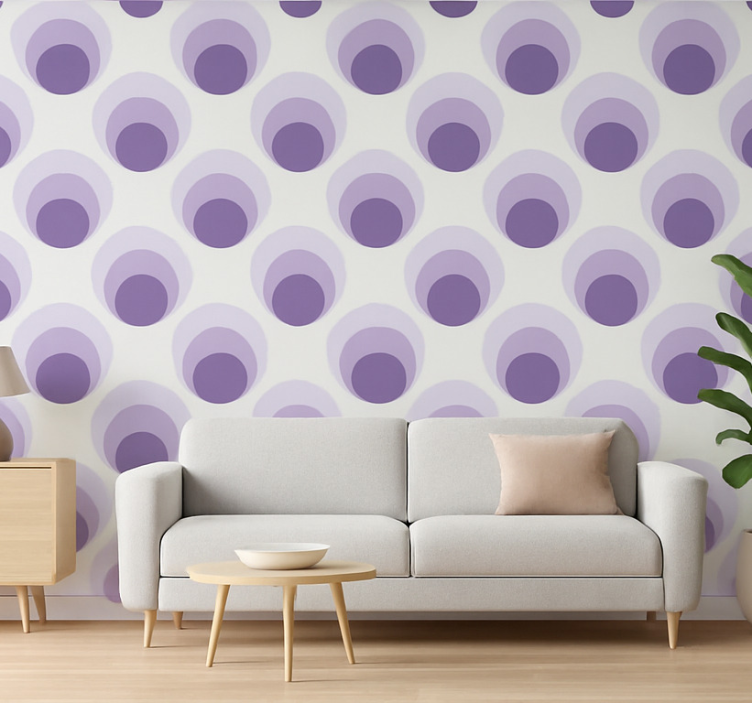 Tapete wohnzimmer lila kreise schichten design - TenStickers