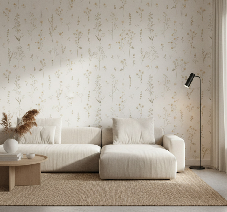 Tapete wohnzimmer minimalistische feldblume - TenStickers