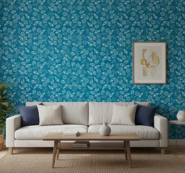 Tapete wohnzimmer mit blattmuster oberfläche - TenStickers