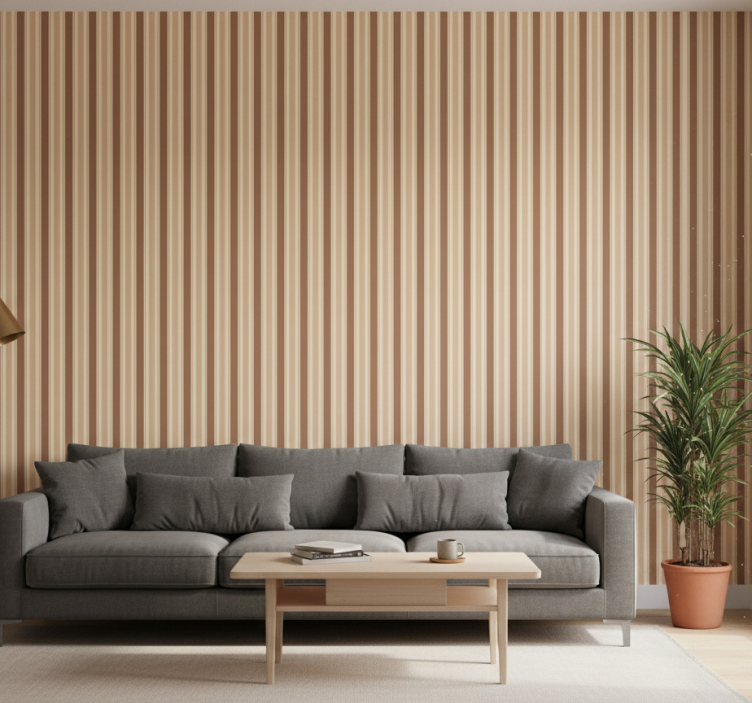 Tapete wohnzimmer mit braunem streifenmuster - TenStickers