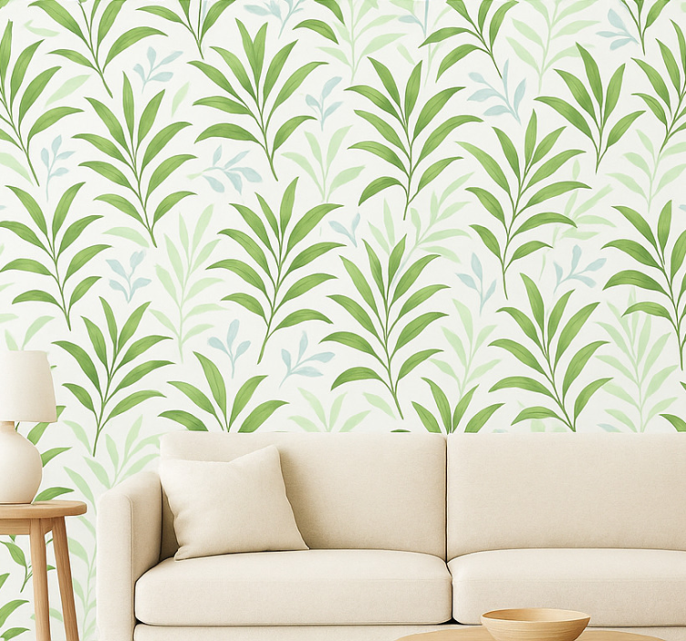 Tapete wohnzimmer mit einfachem großen blattdesign - TenStickers