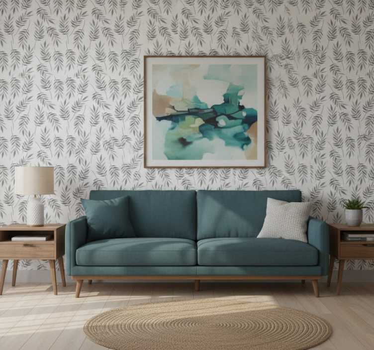 Tapete wohnzimmer mit elegantem blattmuster - TenStickers
