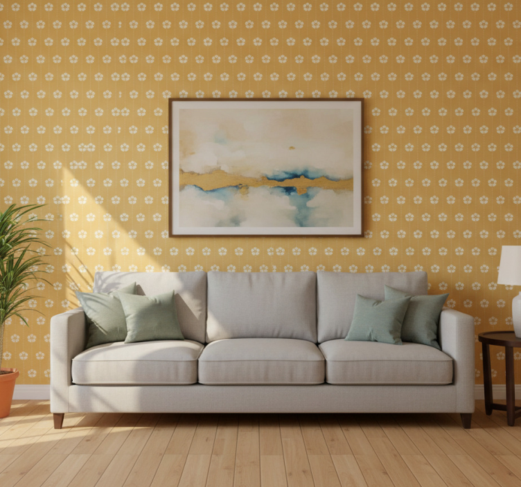 Tapete wohnzimmer mit elegantem blumenmuster - TenStickers
