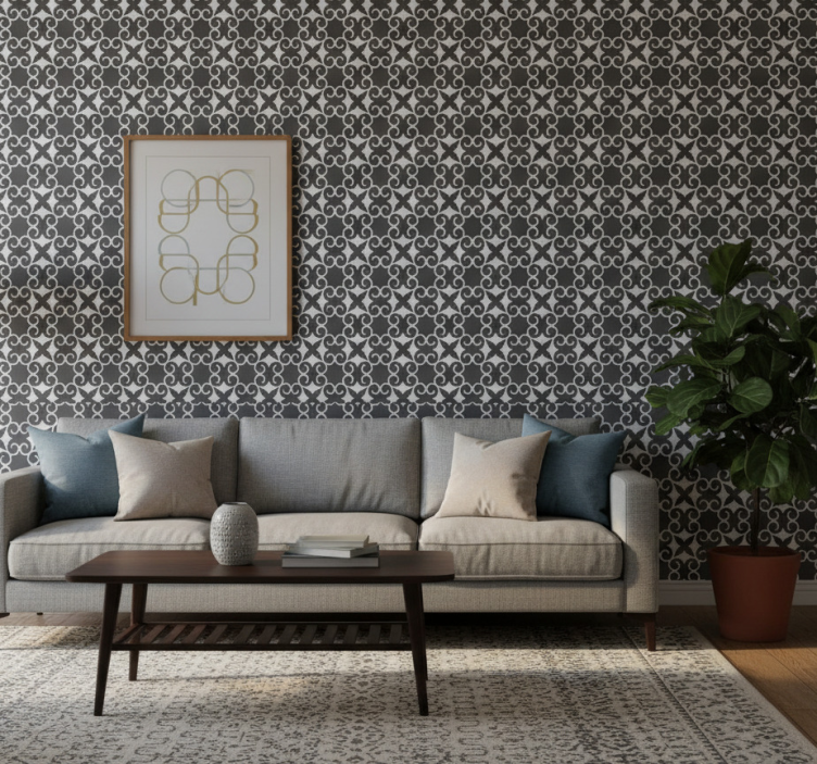 Tapete wohnzimmer mit elegantem muster - TenStickers