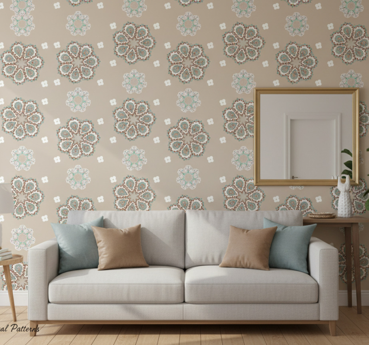 Tapete wohnzimmer mit eleganten blumenmustern - TenStickers