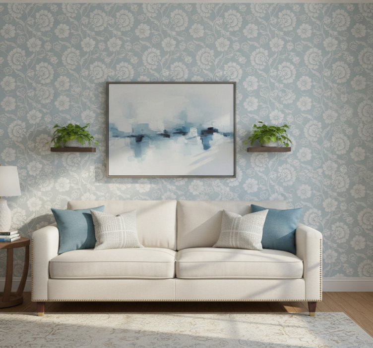 Tapete wohnzimmer mit floralem motiv arrangement - TenStickers