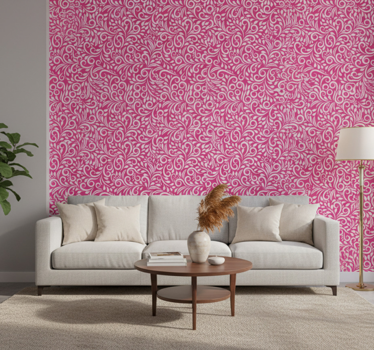 Tapete wohnzimmer mit floralem wirbelmuster - TenStickers