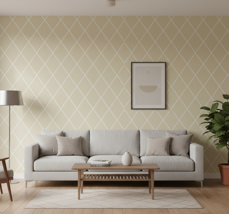 Tapete wohnzimmer mit geometrischem diagonal-muster - TenStickers