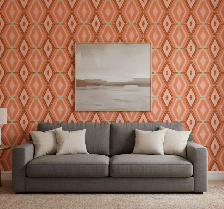 Tapete wohnzimmer mit geometrischem hexagonalem muster - TenStickers