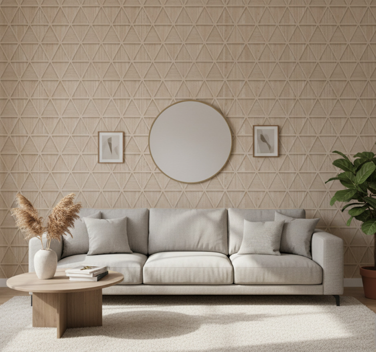 Tapete wohnzimmer mit geometrischem motiv - TenStickers