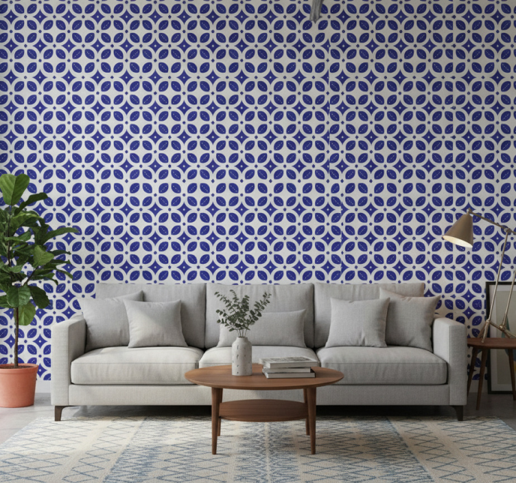 Tapete wohnzimmer mit geometrischem muster - TenStickers