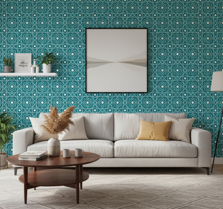 Tapete wohnzimmer mit geometrischer textur - TenStickers