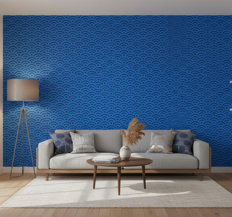 Tapete wohnzimmer mit geschwungenem wellenmuster - TenStickers