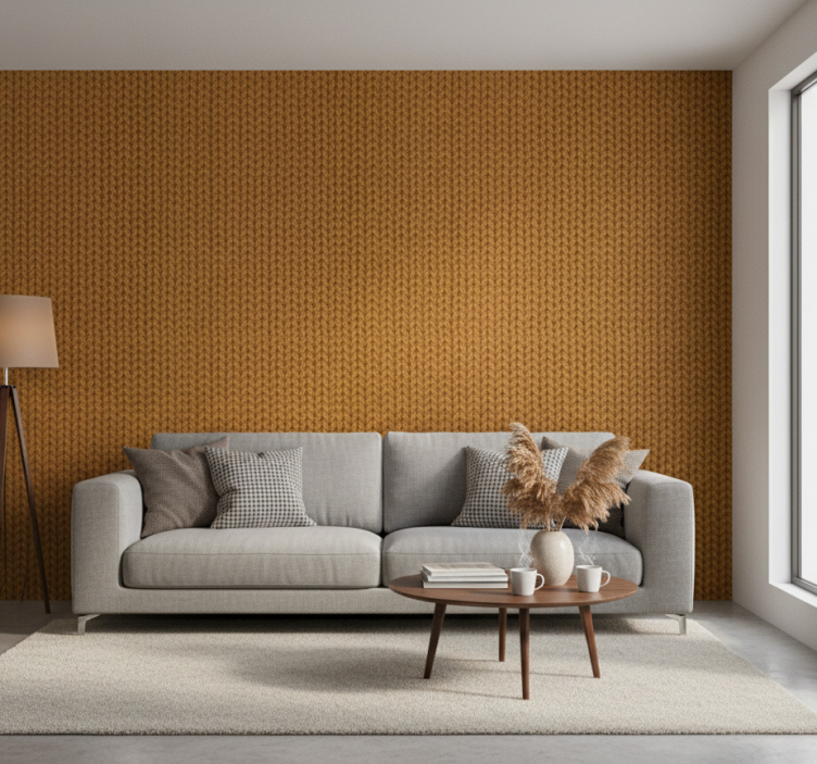 Tapete wohnzimmer mit gestricktem stoffmuster - TenStickers