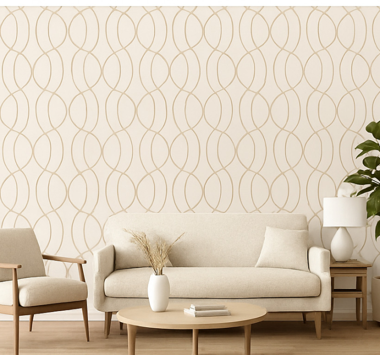 Tapete wohnzimmer mit hellem holz-muster - TenStickers