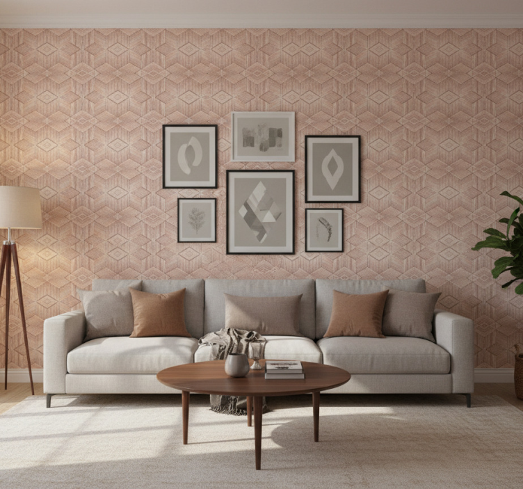 Tapete wohnzimmer mit hellem holzstruktur-effekt - TenStickers