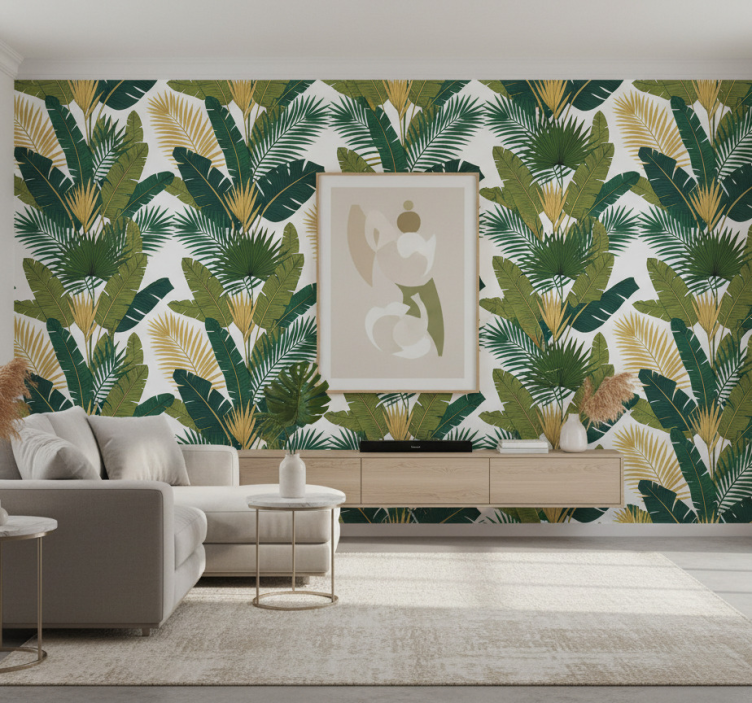 Tapete wohnzimmer mit luxuriösen palmenblättern - TenStickers