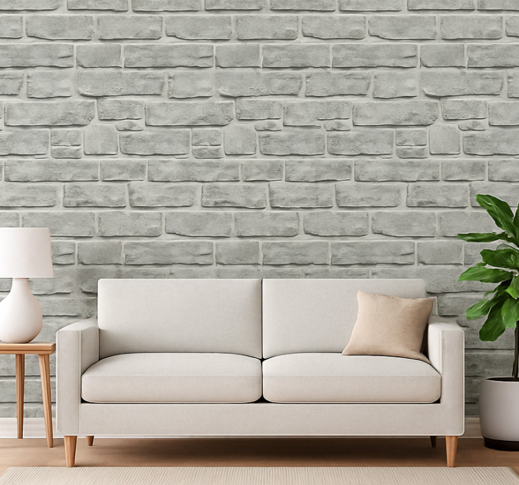 Tapete wohnzimmer mit realistischen grauen steineffekten - TenStickers