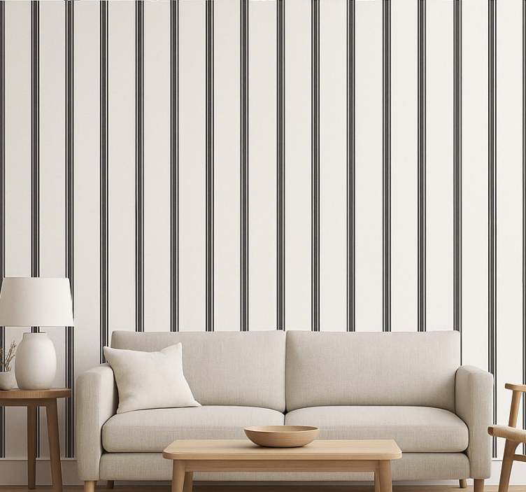 Tapete wohnzimmer mit schwarzen streifen - TenStickers