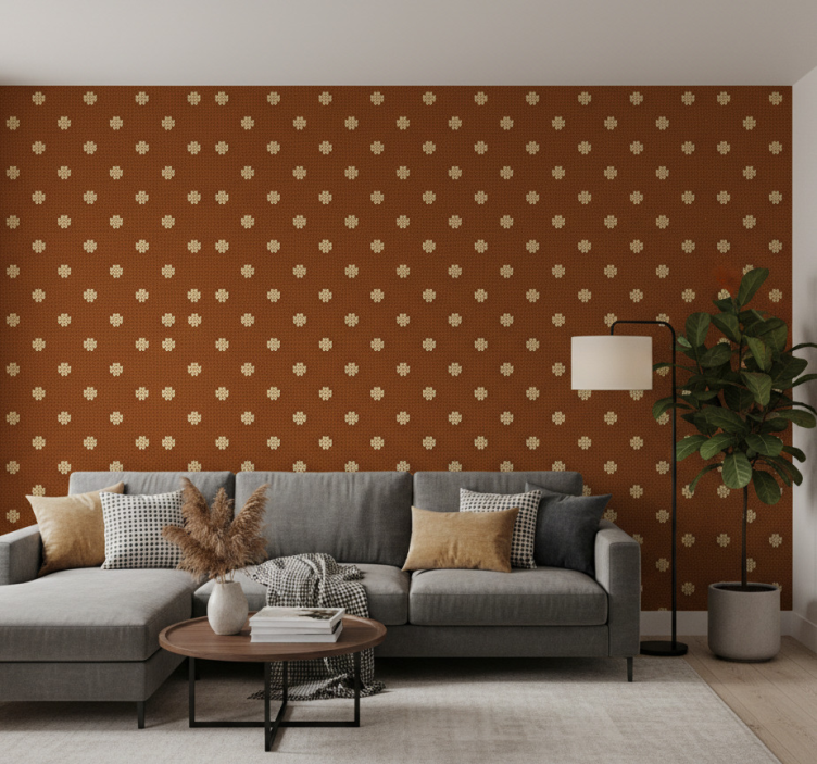 Tapete wohnzimmer mit strukturiertem punktmuster - TenStickers