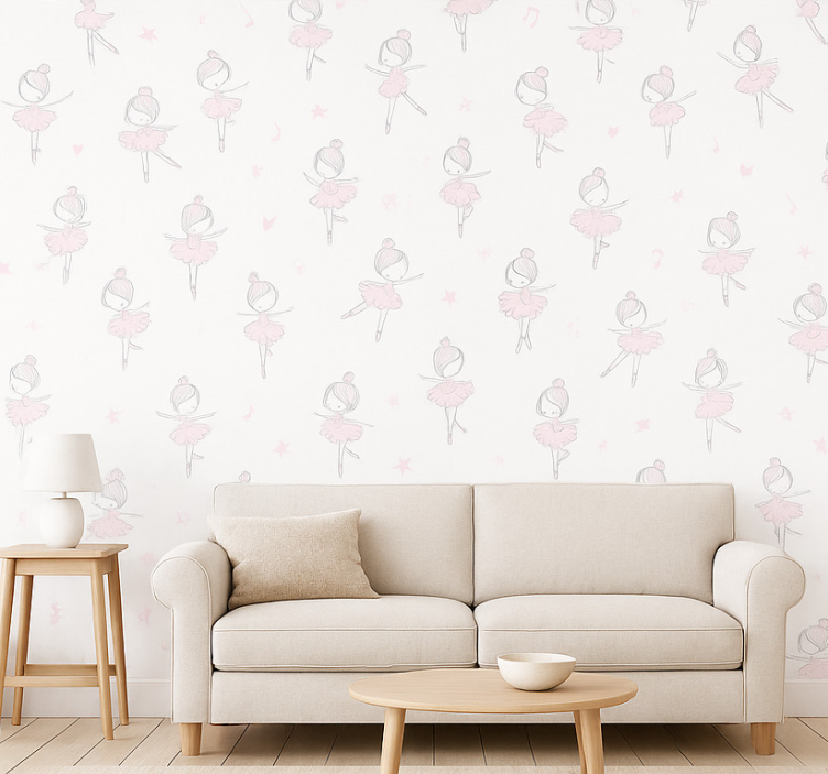 Tapete wohnzimmer mit süßer ballerina - TenStickers