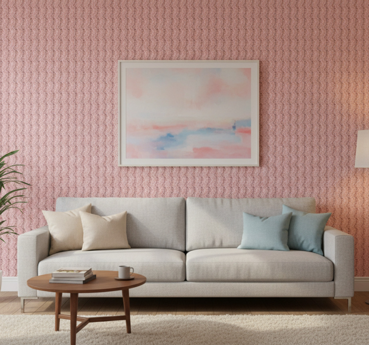 Tapete wohnzimmer mit wellenförmigem tischdeckenmuster - TenStickers