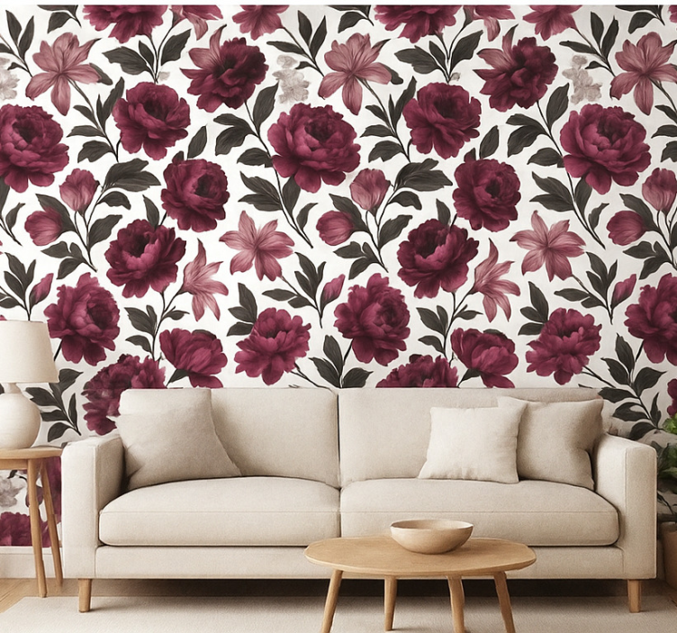 Tapete wohnzimmer moody niederländische blumen - TenStickers