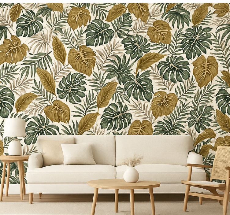 Tapete wohnzimmer neutrale blumenmuster - TenStickers