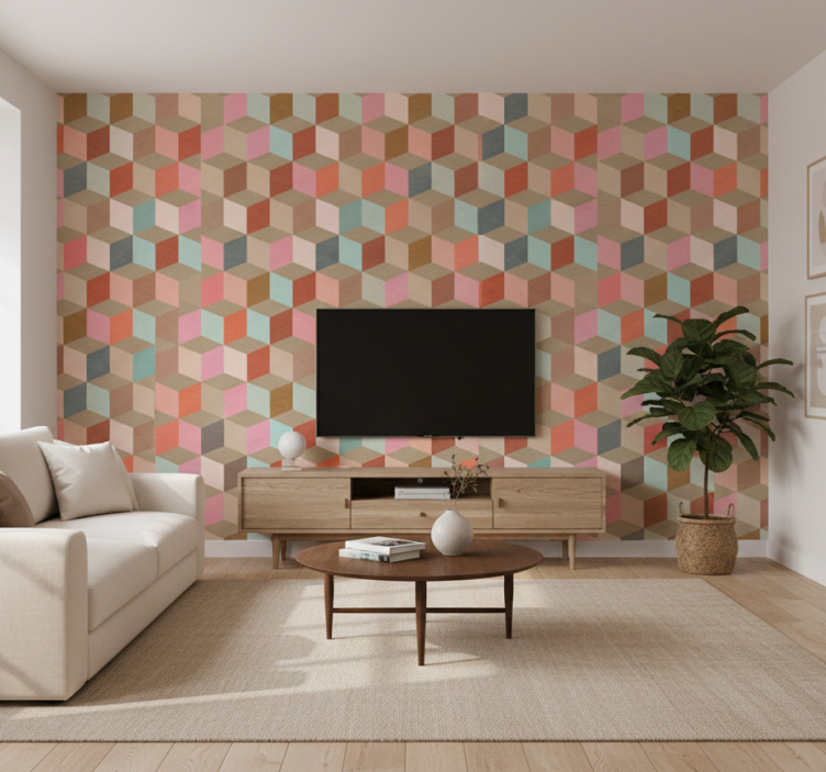 Tapete wohnzimmer pastell geometrisches kraftmuster - TenStickers