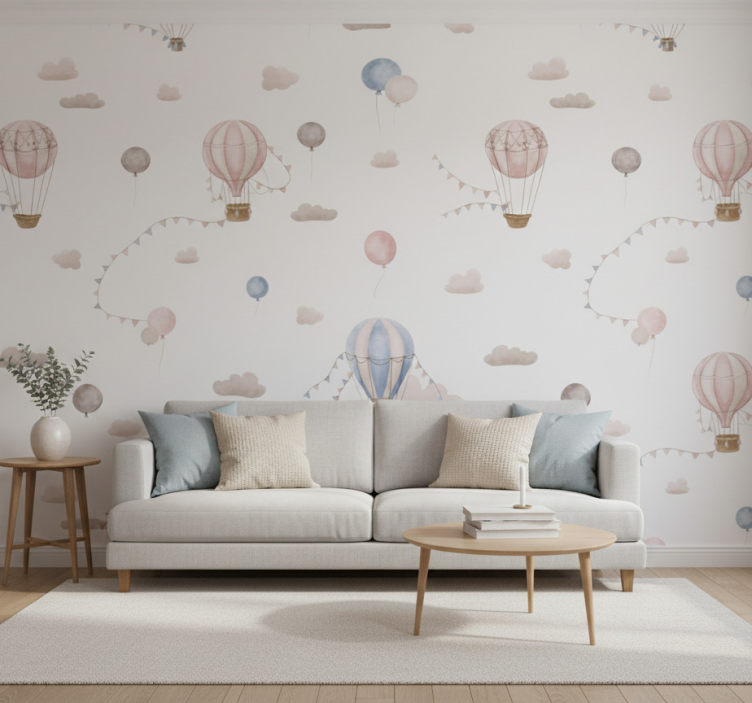 Tapete wohnzimmer pastell luftballon - TenStickers