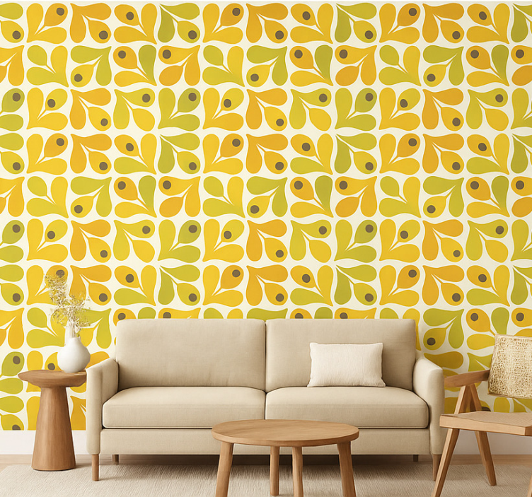 Tapete wohnzimmer retro gelbe geometrien - TenStickers