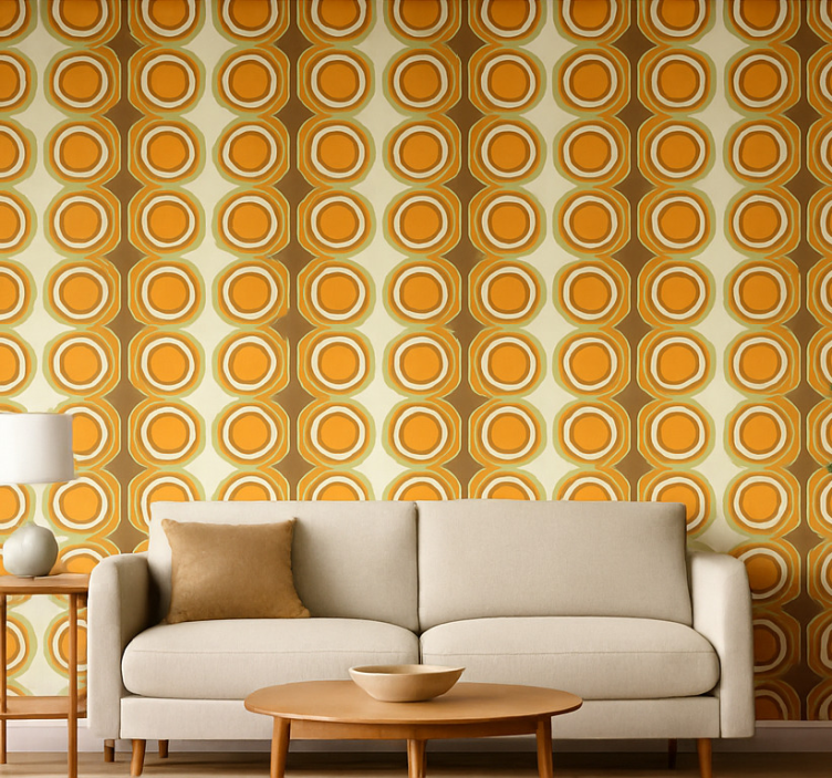 Tapete wohnzimmer retro oranges kreise design - TenStickers