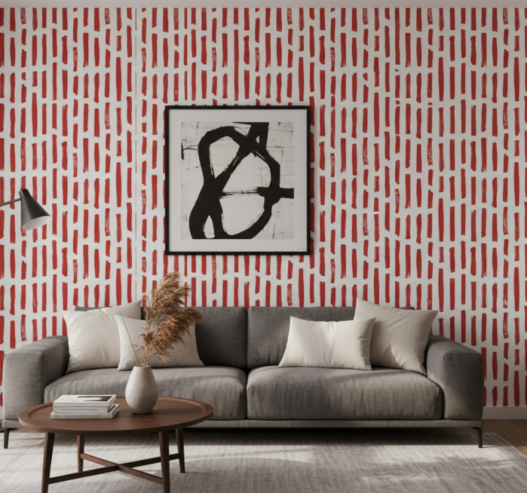 Tapete wohnzimmer rot-weiße streifen - TenStickers
