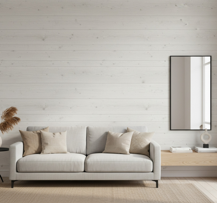 Tapete wohnzimmer rustikales weißes holz - TenStickers
