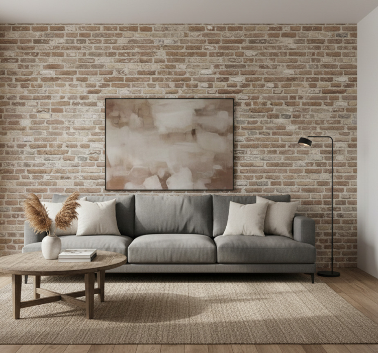 Tapete wohnzimmer rustikales wiederverwendetes ziegelwerk - TenStickers