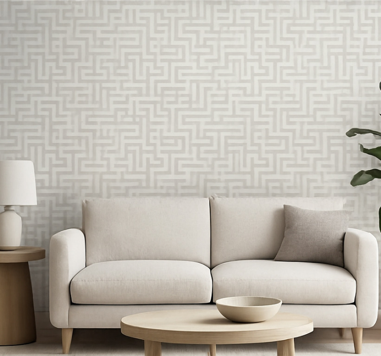 Tapete wohnzimmer silbernes labyrinth design - TenStickers