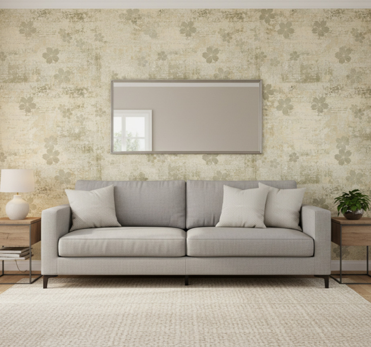 Tapete wohnzimmer subtile florale eleganz - TenStickers
