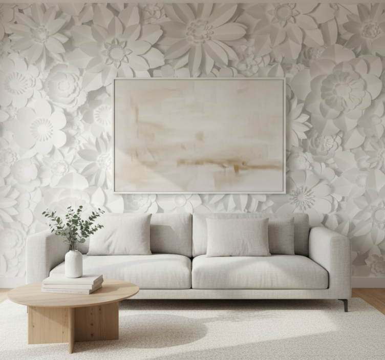Tapete wohnzimmer white paper bloom - TenStickers