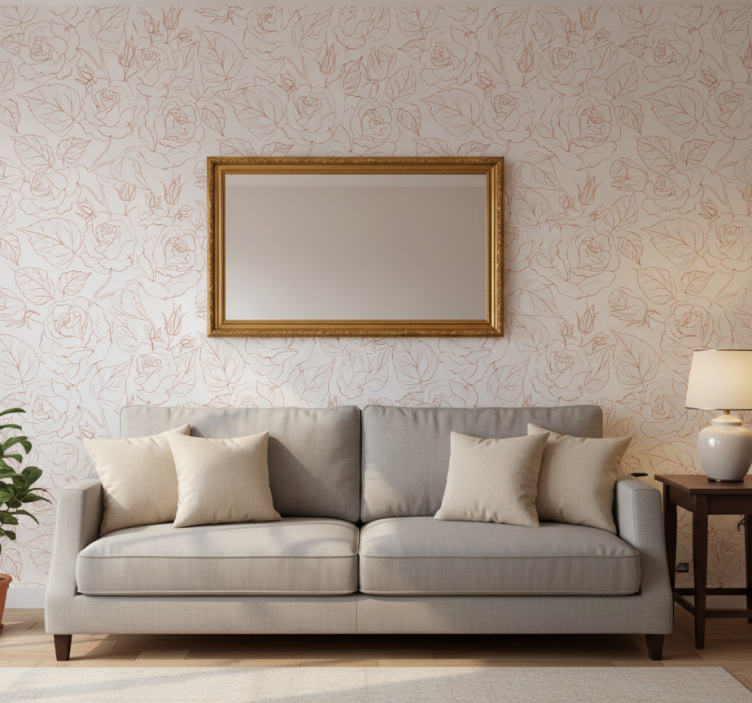Tapete wohnzimmer zarte rosenmuster - TenStickers