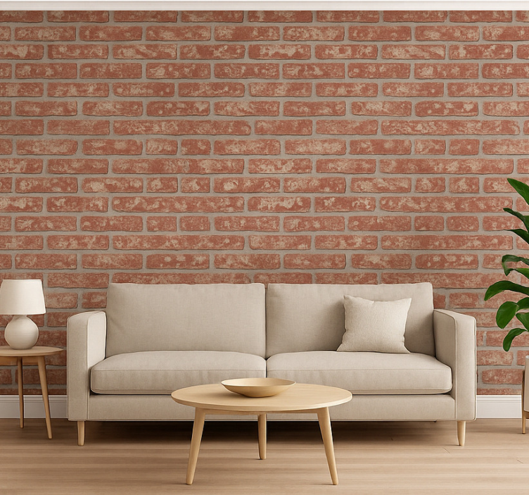 Tapete wohnzimmer ziegeloptik abziehbar - TenStickers