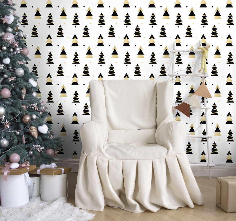 Tapete Wand Weihnachten elegantes baummuster - TenStickers