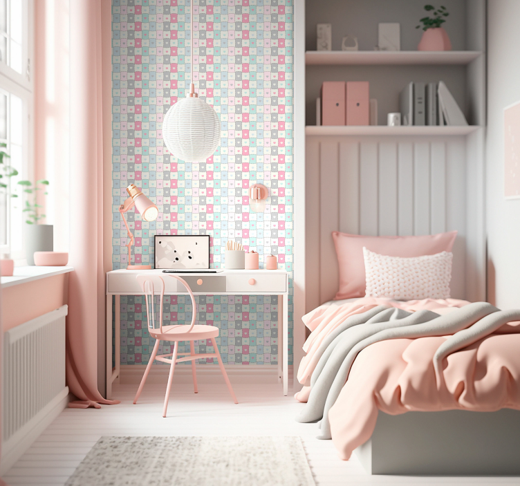 Tapeten Textur patchwork-Herzen - TenStickers