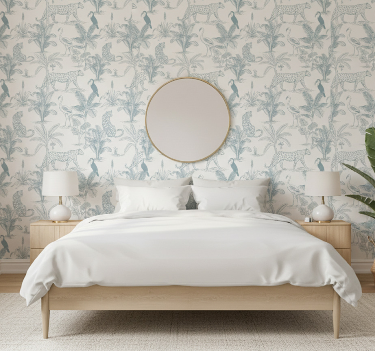 Tiere tapete mit dezenten tropischen tieren - TenStickers