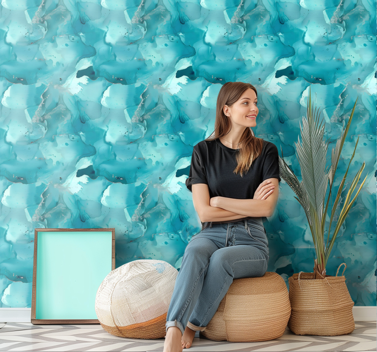 Tapete Abstrakt blaue wellen - TenStickers