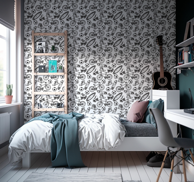 Tapete Jugendzimmer Sport-Doodles - TenStickers