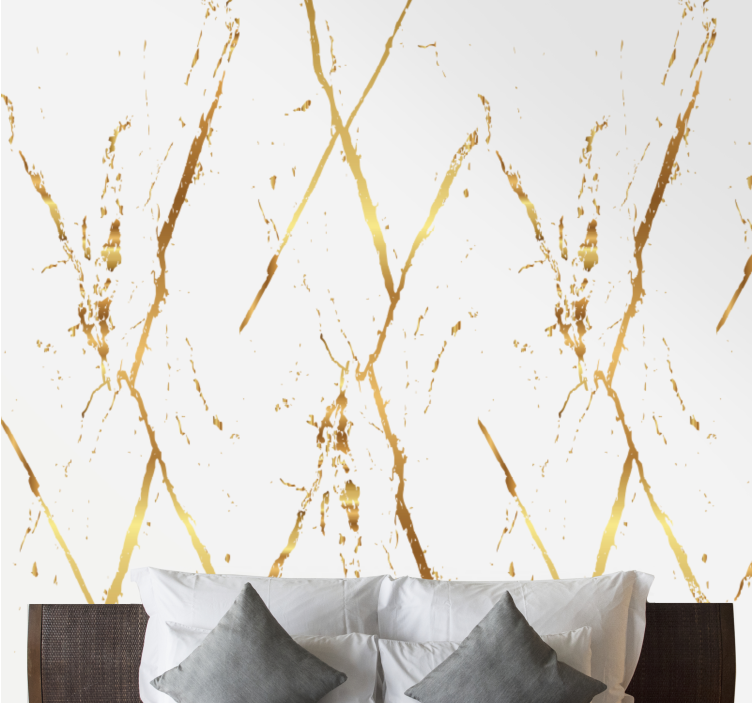 Marmor Tapete Wohnzimmer goldene Marmorstreifen - TenStickers