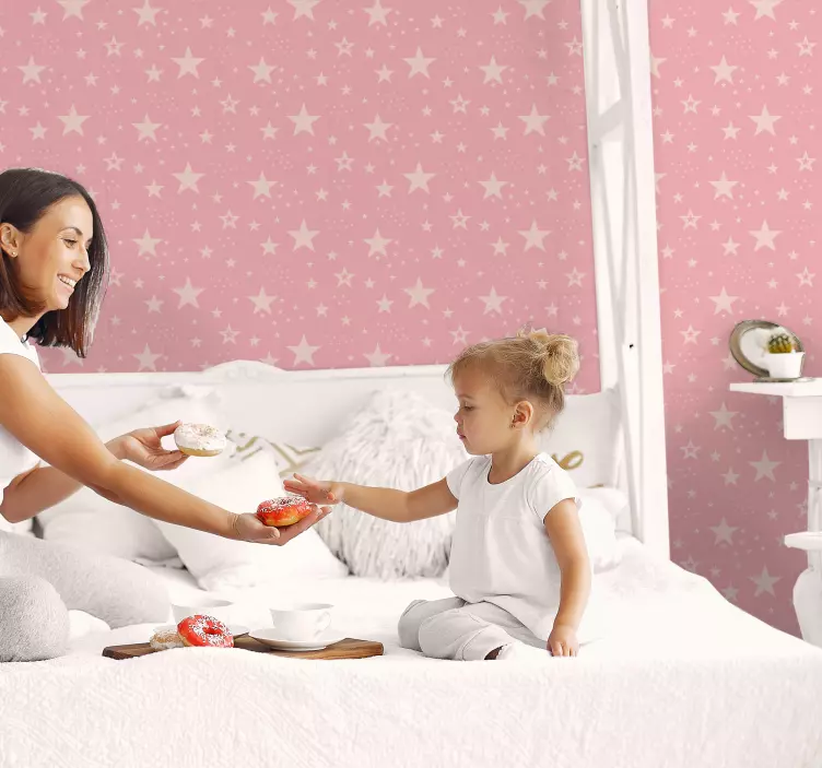 Kinderzimmer Tapete Hellrosa Sterne - TenStickers