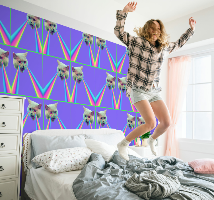 Katzen Tapete vaporwave Laser-Katze - TenStickers